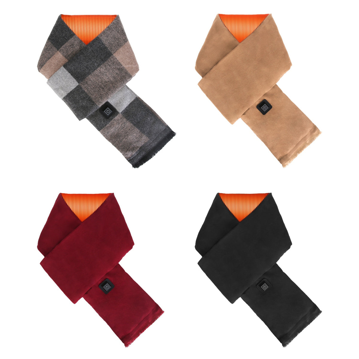 Heated Neck Wrap in Wine Red, Black, Camel and Grey Plaid