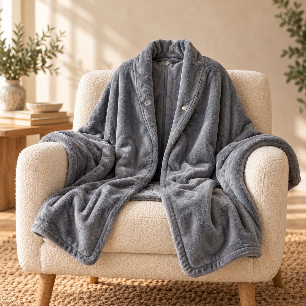 Wearable Heated Shawl Blanket in Grey