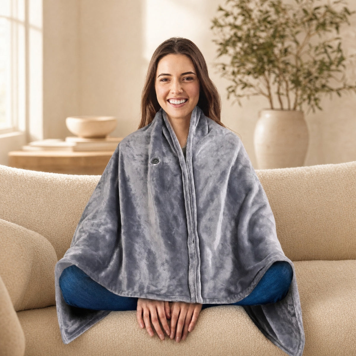 USB Heated Throw Blanket in Grey